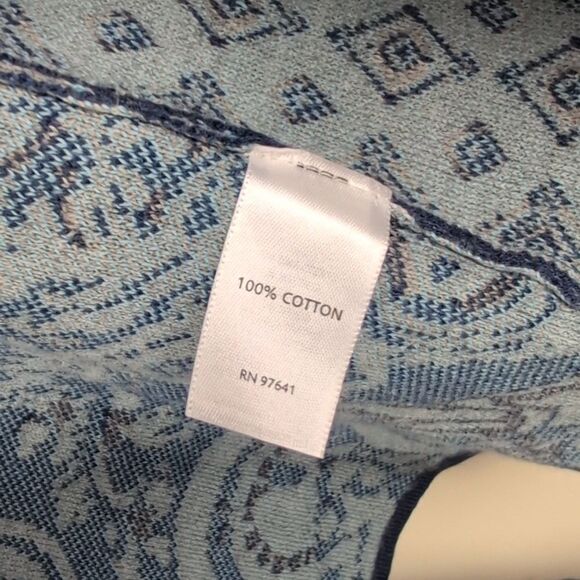 J. Jill Blue Mixed Print Knit Open Cardigan Size Medium Tall - Picture 9 of 12